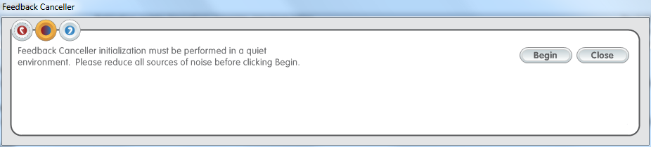 Initialization View for Feedback Canceller (prior to custom measurement)